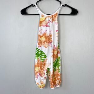 Burt's Bees Floral Waterlily Organic Cotton Bubble Jumpsuit Baby Girl's Size 12M